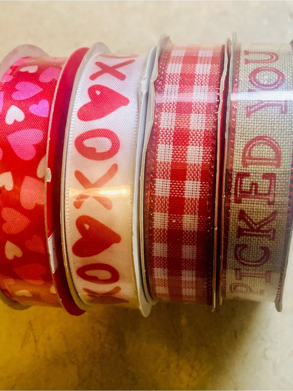 Valentine's Red & White Assorted Decorative Ribbon Pack (4)